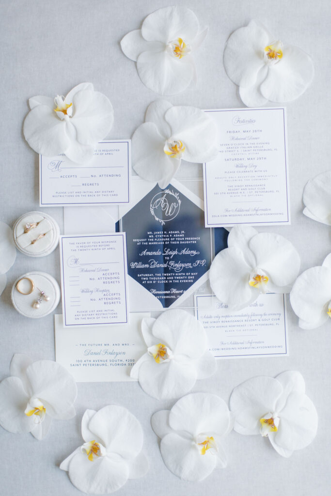 Timeless White and Clear Vinyl Wedding Invitation Suite | Downtown St Pete Wedding | Planner Parties A La Carte