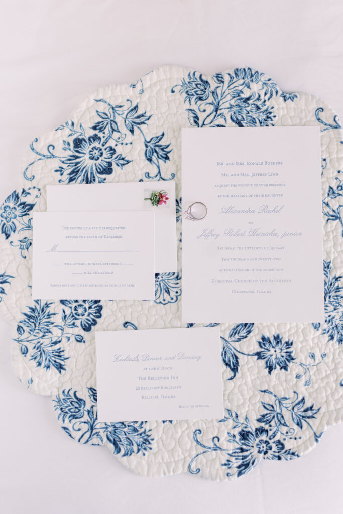 Vintage Blue and White Wedding Invitation Inspiration
