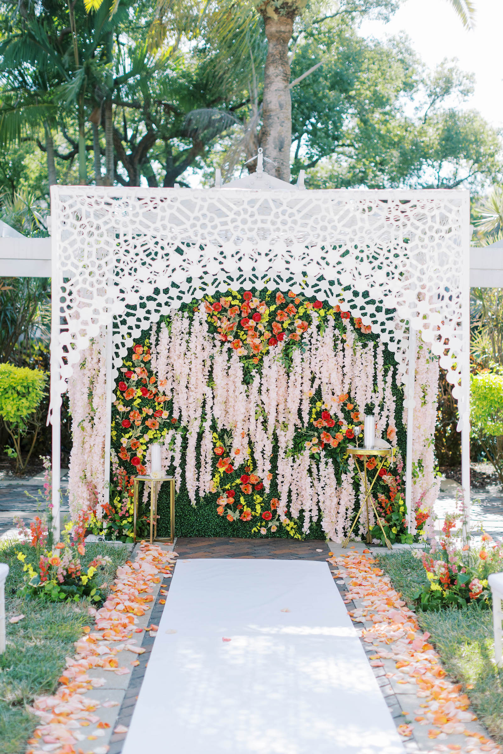 Vibrant Pink Downtown St Pete Black Tie Wedding Ceremony Altar Decor Ideas | Tampa Bay Planner Parties A La Carte