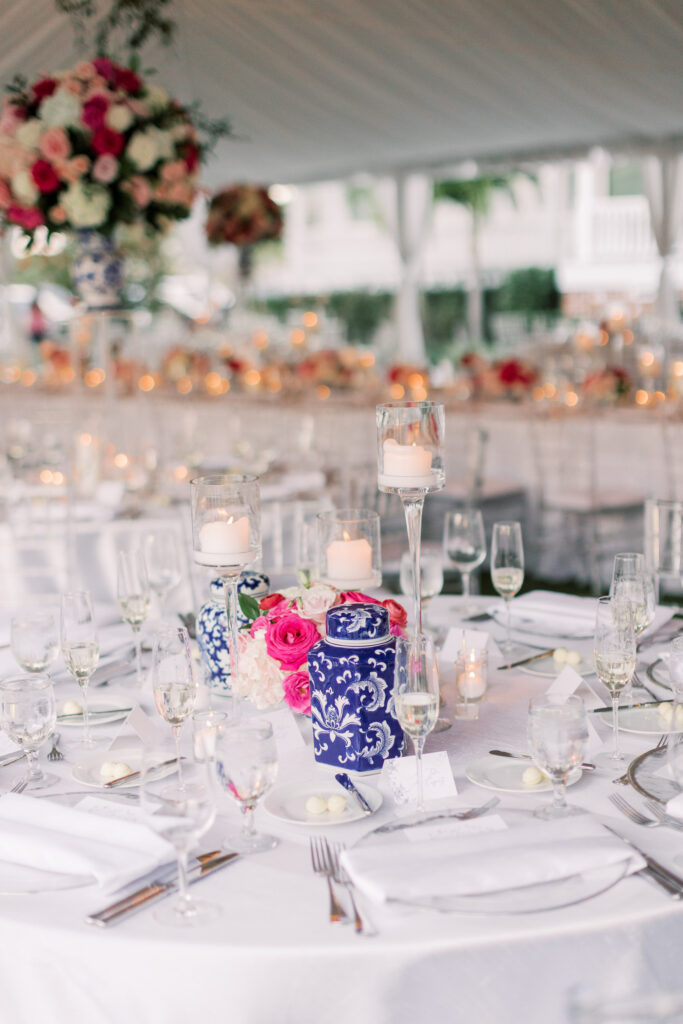 Vintage Blue and Pink Southern Tented Wedding Reception Inspiration