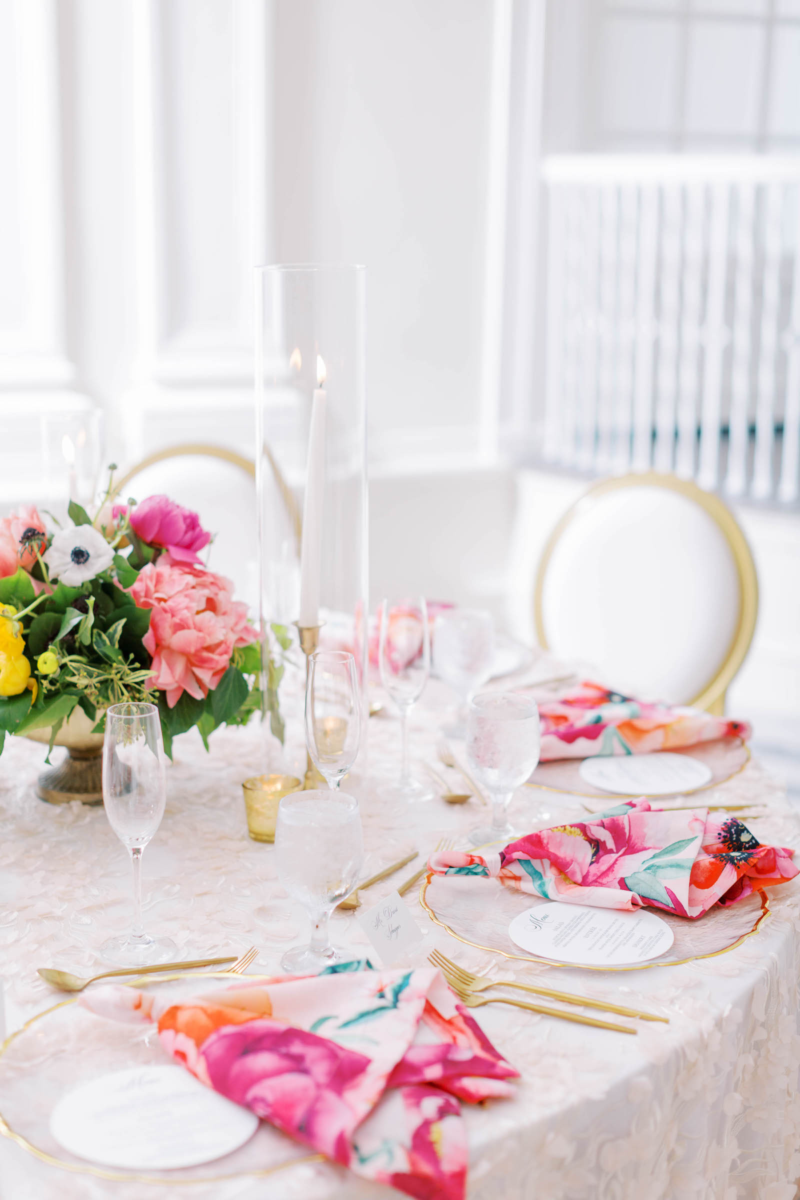 Vibrant Pink, Gold, and Emerald Wedding Reception Decor Ideas
