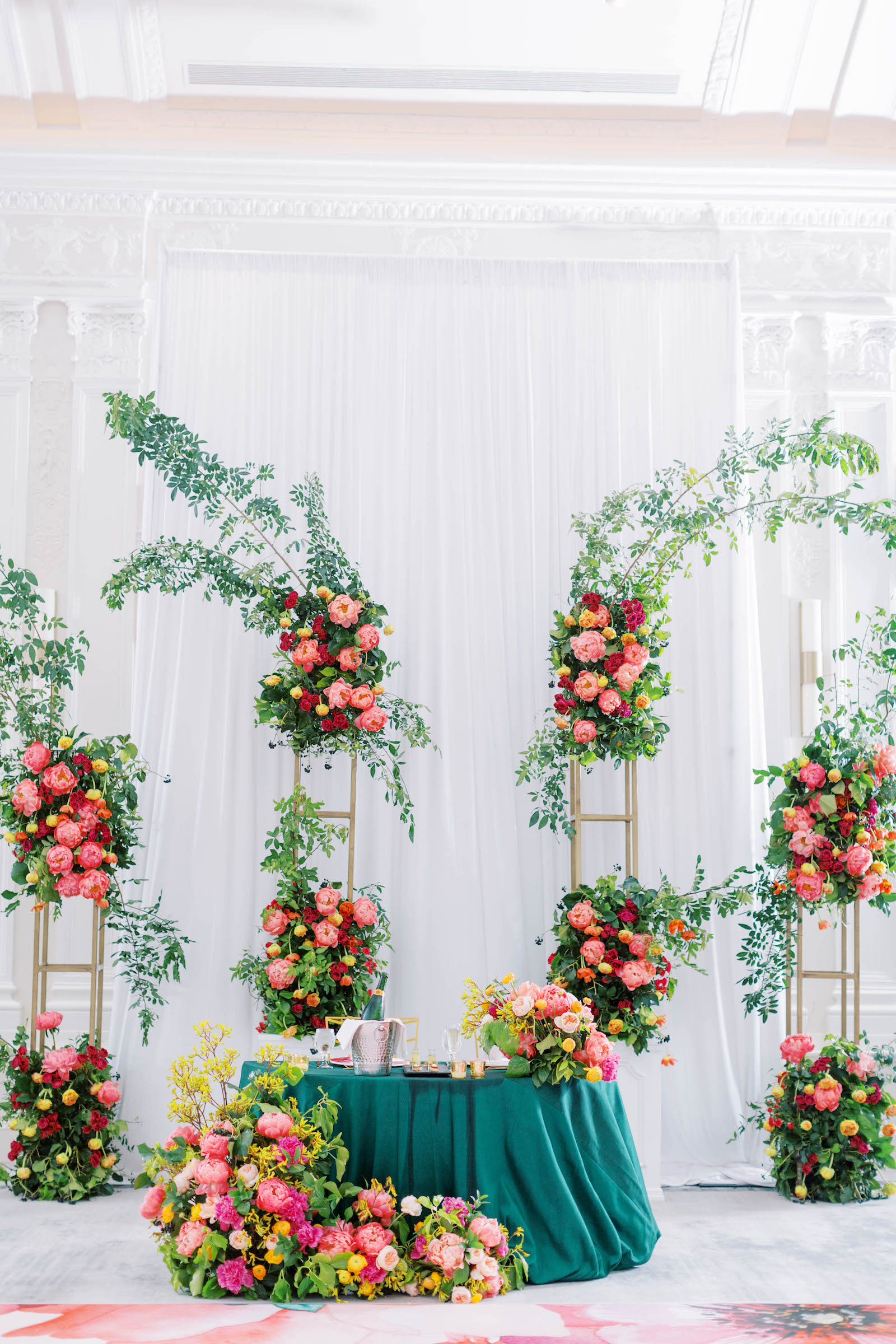 Vibrant Pink and Emerald Wedding Reception Decor Ideas