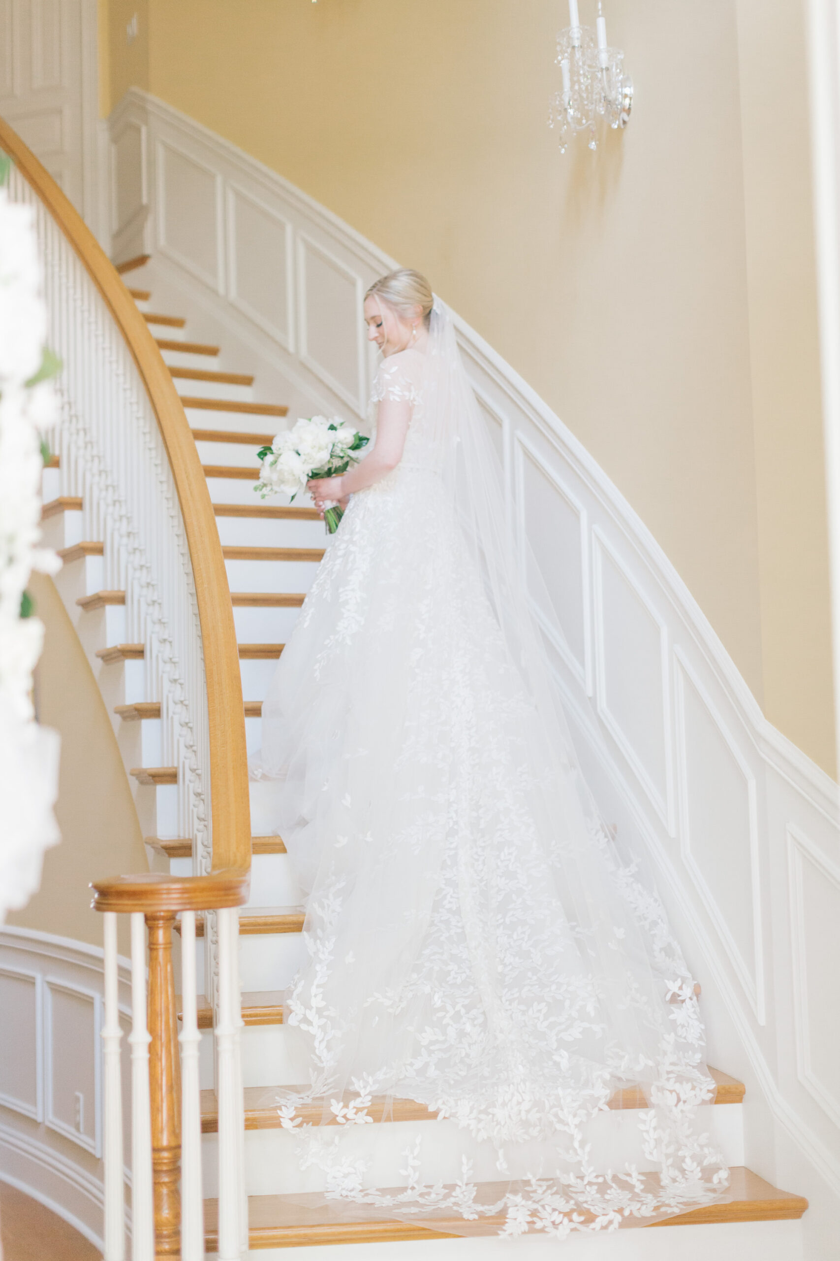 Timeless A-Line Wedding Dress with Lace Petal Appliques and Chapel Length Train Inspiration