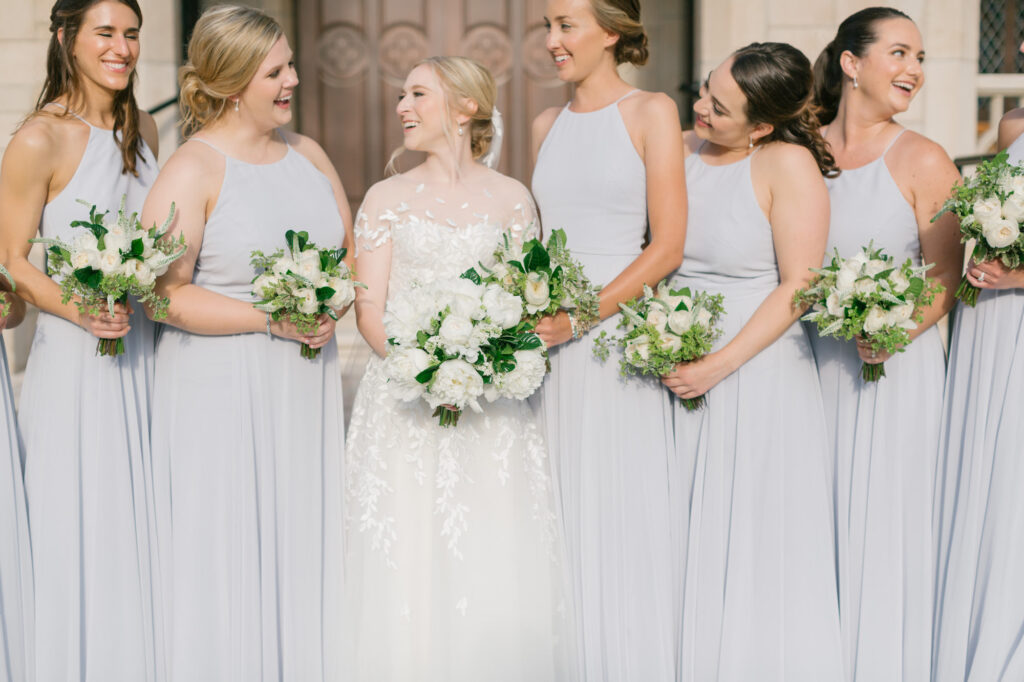 Matching Light Blue Bridesmaids Wedding Dresses