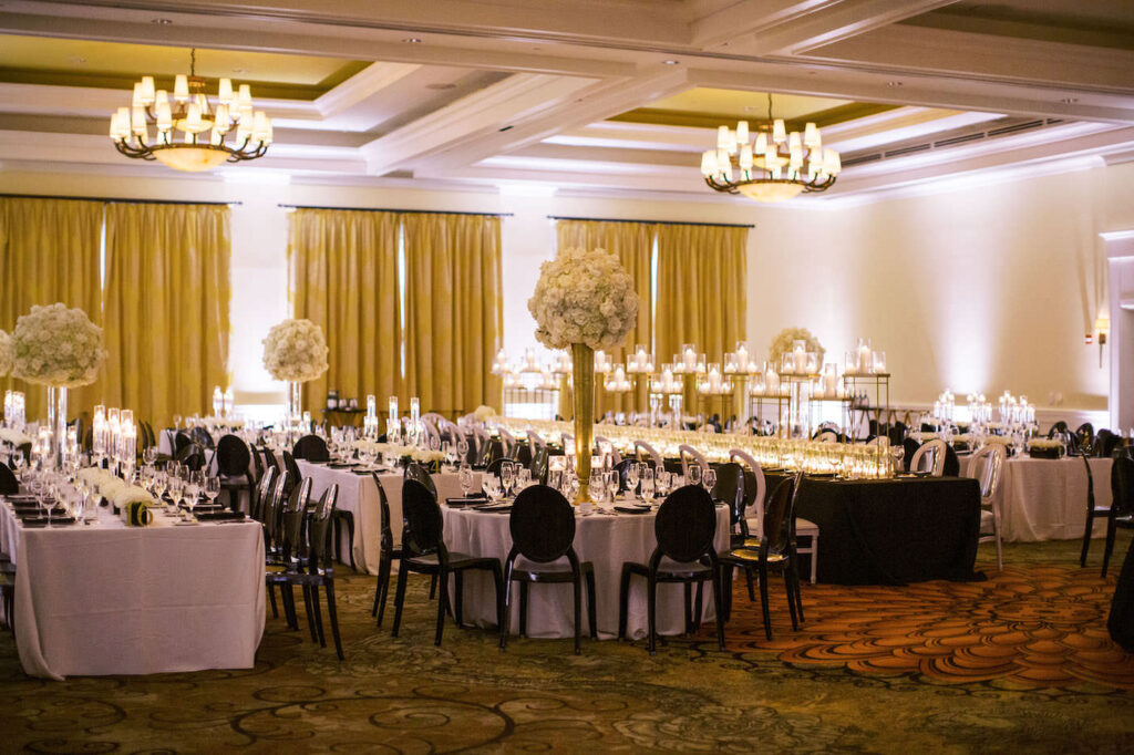 Classic Black, White, and Gold Wedding Reception Decor Inspiration | Tampa Bay Planner Parties A La Carte