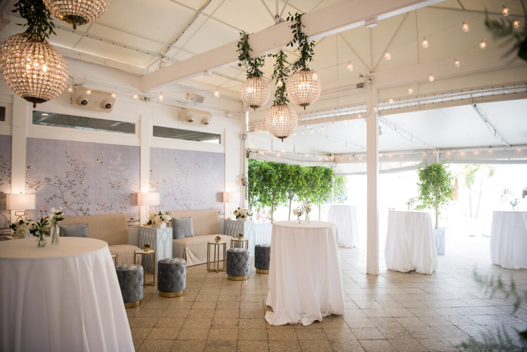 Blue and Gold Wedding Reception Cocktail Hour Lounge Seating Inspiration | Tampa Bay Planner Parties A La Carte